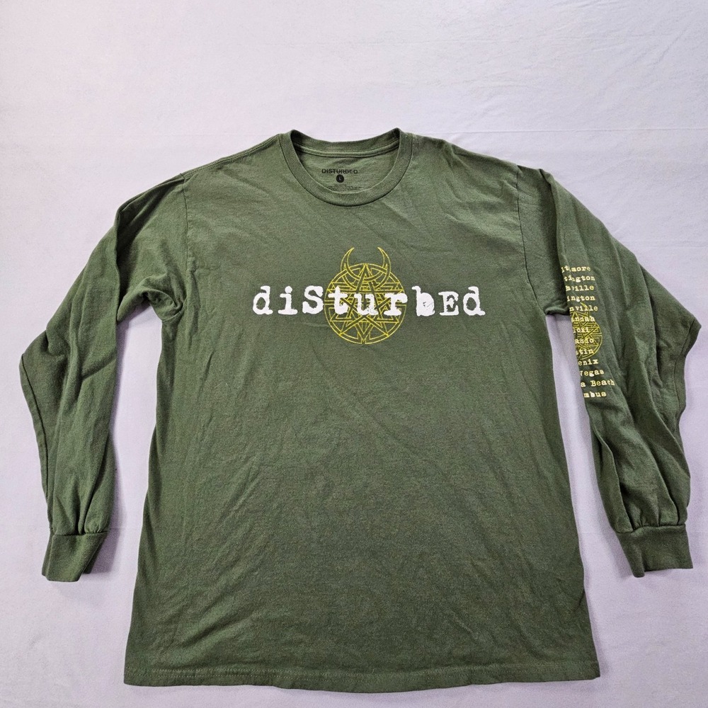 Disturbed Take Back Your Life Tour 2024 Green Long Sleeve Cotton T-Shirt Men's L